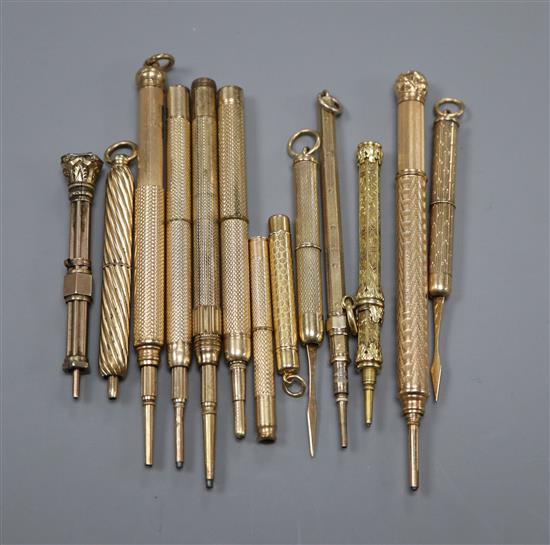 A group of assorted propelling and telescopic pencils;